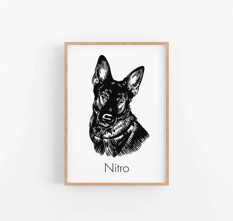 Custom pet portrait drawing print for personalize Christmas gift image 2