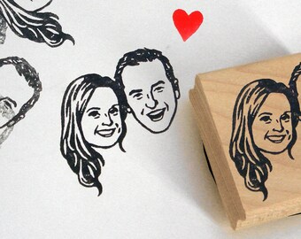 Tampon auto-encré / portrait personnalisé / montage bloc / pour invitations de mariage saint valentin etc
