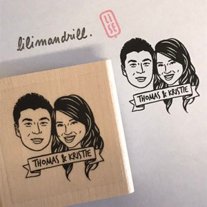 Valentines day gift Custom portrait stamp for wedding stationery Personalize gift image 9