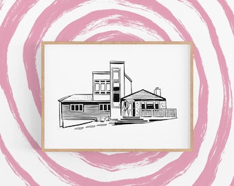 Custom Home drawing print for personalize gift