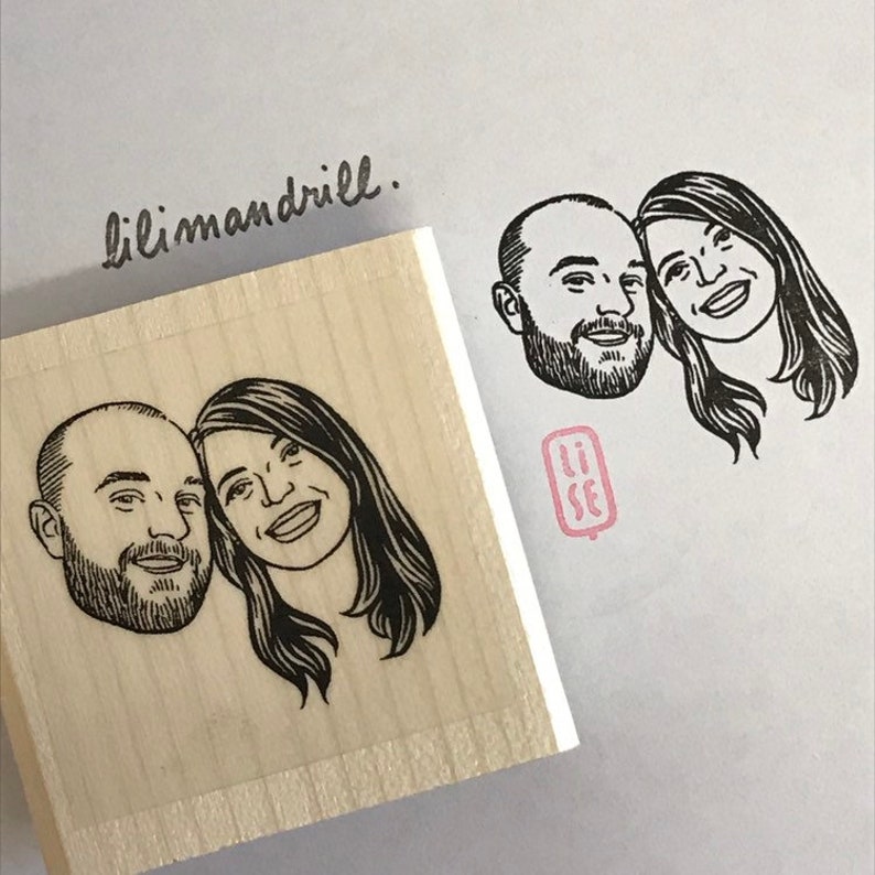 Custom Portrait stamp for wedding Personalized gift Etsy Registry image 8