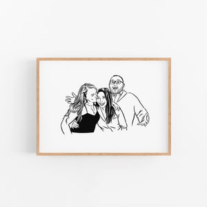 Custom couple portrait drawing print for birthday Mother Father day Personalize gift image 1