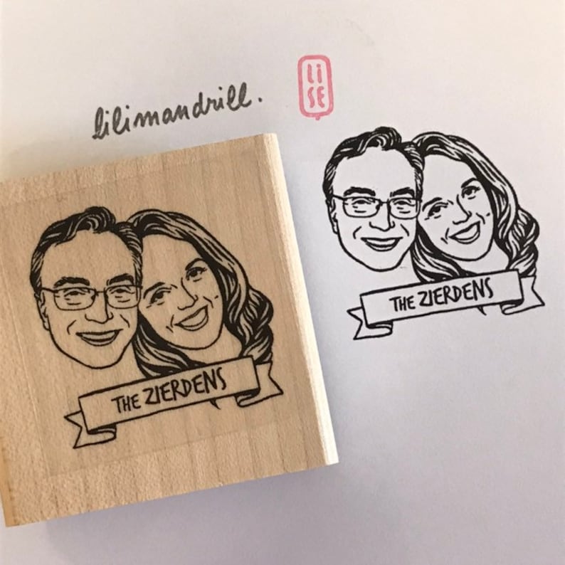 Valentines day gift Custom portrait stamp for wedding stationery Personalize gift image 7