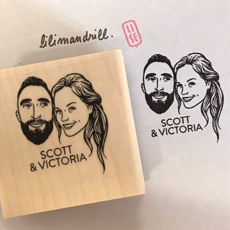 Valentines day gift Custom portrait stamp for wedding stationery Personalize gift image 7