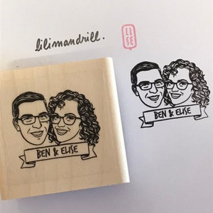 Valentines day gift Custom portrait stamp for wedding stationery Personalize gift image 5