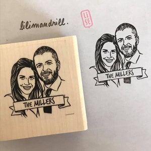 Valentines day gift Custom portrait stamp for wedding stationery Personalize gift image 5