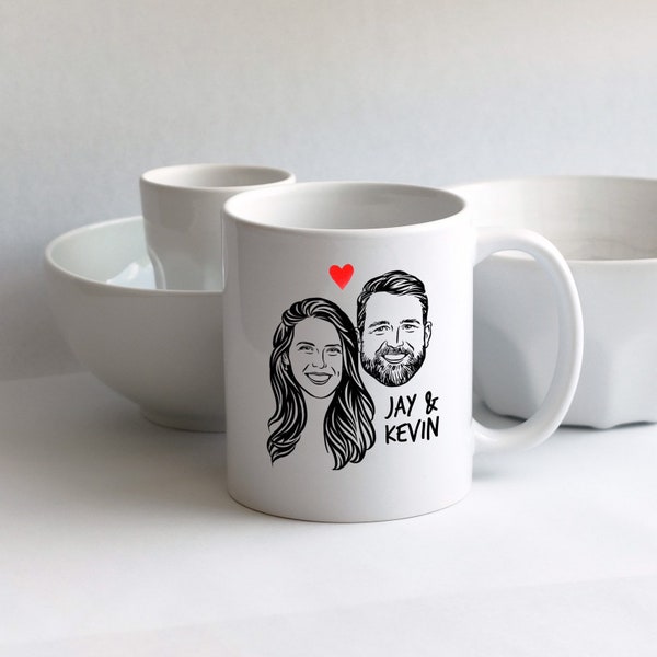 Gift for mom Personalized gift Custom portrait mug for valentine newly engaged Personalize gift