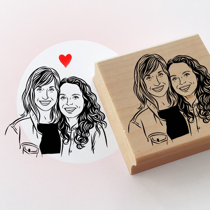 Custom portrait stamp for valentine wedding Personalize gift image 1