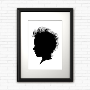 Benutzerdefinierte Silhouette, druckbare Silhouette, Kinderportrait, Kinder Silhouette Portrait, Kinderzimmer Kunst, Familienportrait, einfarbig