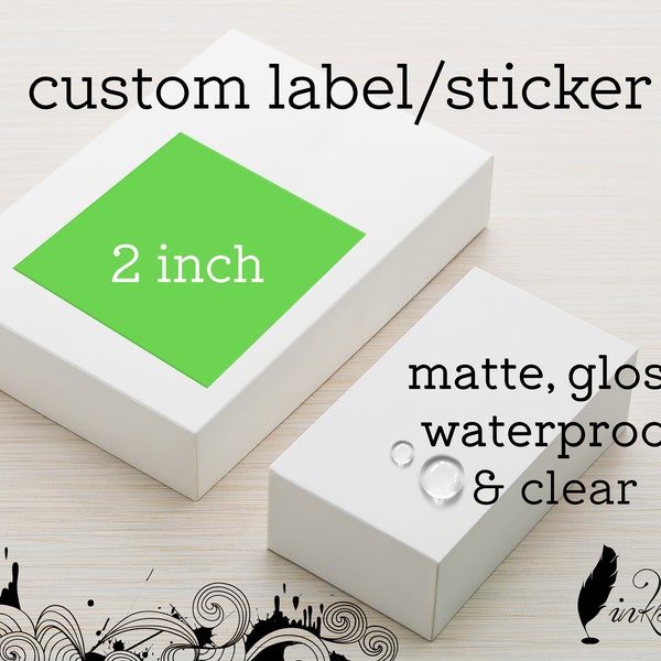 Custom square Sticker, Custom Party Sticker, Business Sticker, Logo Sticker, clear, Custom Label, square sticker, waterproof, 2, Clear