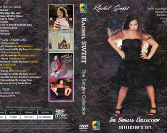 May include: DVD case for "The Singles Collection" by Rachel Sweet. The cover features a photo of Rachel Sweet in a black dress, with song titles and bonus videos listed. Collector's Set.