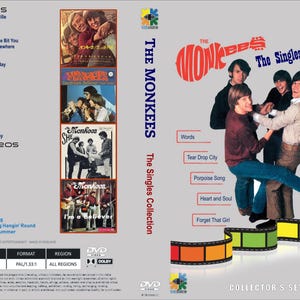 Puede incluir: DVD de "The Singles Collection" de The Monkees con carátulas de álbumes y fotos de la banda. La portada incluye títulos de canciones como "I'm a Believer" y "Steppin' Stone". Un set de coleccionista con vídeos extra.