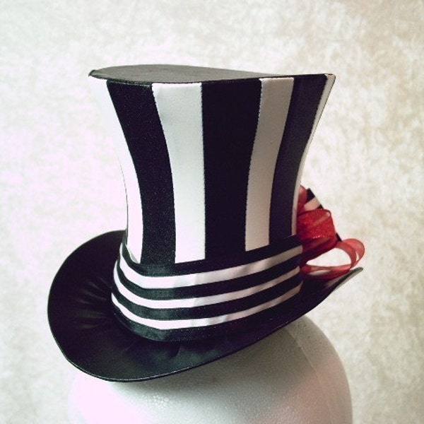 Black and White Striped Bijou Mini Top Hat