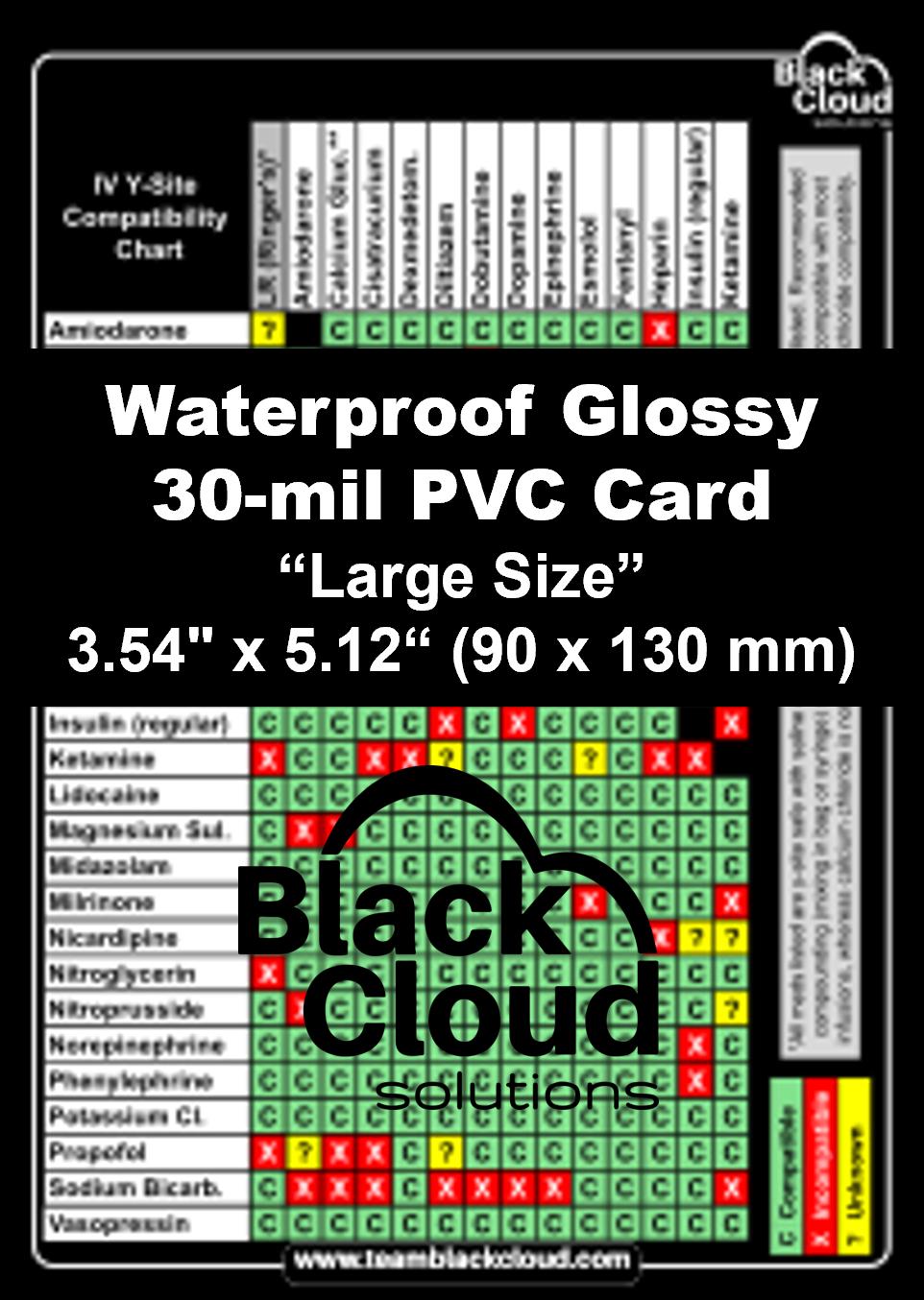 IV Medication Y-site Compatibility Chart - Waterproof Glossy PVC Quick Reference Card - Flight Nurses Rns Paramedic Emts Pharmacist