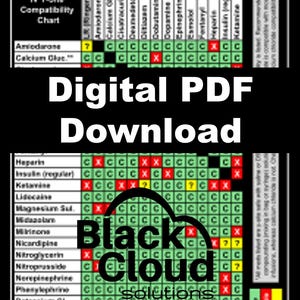 IV Medication Y-Site Compatibility Chart - Digital Quick Reference Card - Flight Nurses RNs Paramedic EMTs Pharmacist