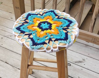 Kaleidoscope Crochet Stool Cover