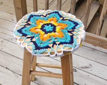 Kaleidoskop häkeln Hocker Bezug