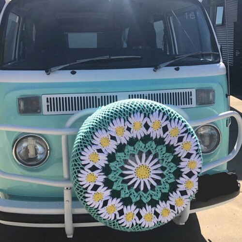 Flower Cartwheel Crochet Spare Tire Cover Etsy