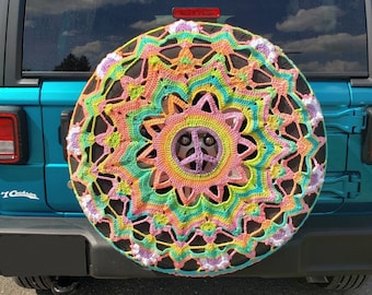 Peace Mandala Crochet Spare Tire Cover