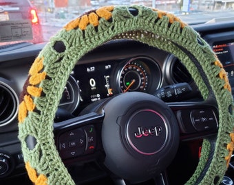 Sunflower Crochet Steering Wheel Cover