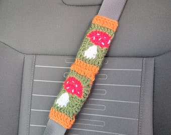 Mushroom Crochet Seat Belt Cover