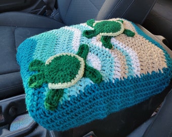 Sea Turtle Crochet Center Console Cover