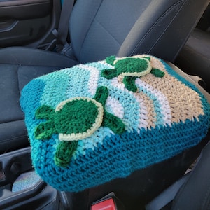 Sea Turtle Crochet Center Console Cover