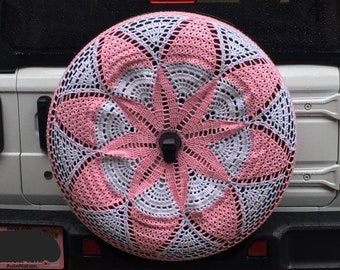 Multi-Colored Starburst Crochet Spare Tire Cover