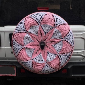 Multi-Colored Starburst Crochet Spare Tire Cover