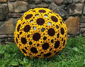 Sunflower Yoga Ball Cover - Footstool - Crochet Poof - Birthing Ball