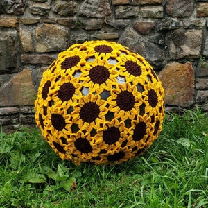 Sunflower Yoga Ball Cover - Footstool - Crochet Poof - Birthing Ball