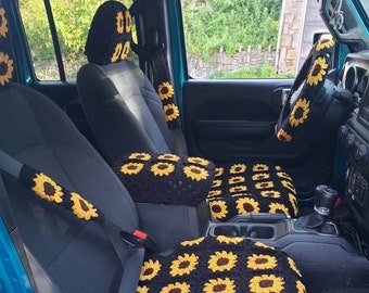 Sunflower Crochet Car Decoration Set Etsy