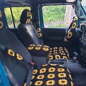 Sunflower Crochet Car Decoration Set