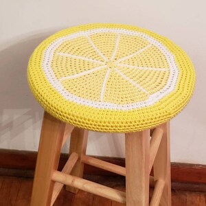 Lemon Circle Crochet Stool Cover