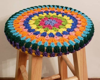 Granny Circle Crochet Stool Cover