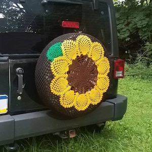 Sunflower Crochet Spare Tire Cover