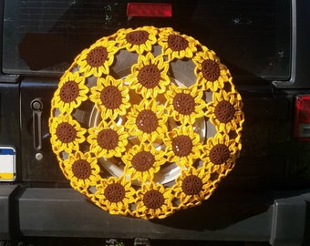 Sunflower Patch Crochet Spare Tire Cover