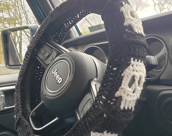 Skull Crochet Steering Wheel Cover