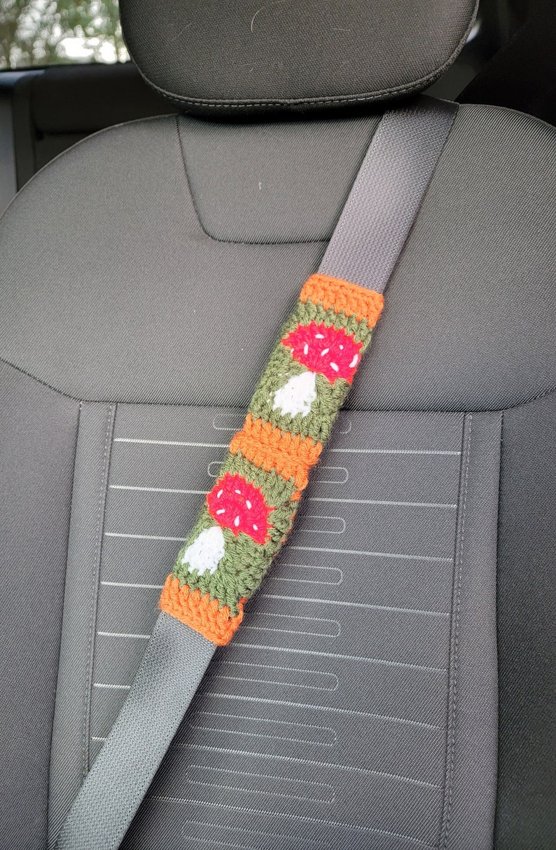 Mushroom Crochet Seat Belt Cover Etsy