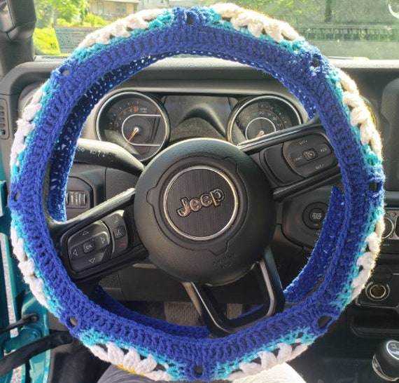 Mulit-colored Daisy Crochet Steering Wheel Cover 