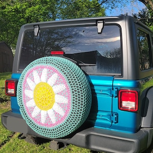 Big Daisy Crochet Spare Tire Cover