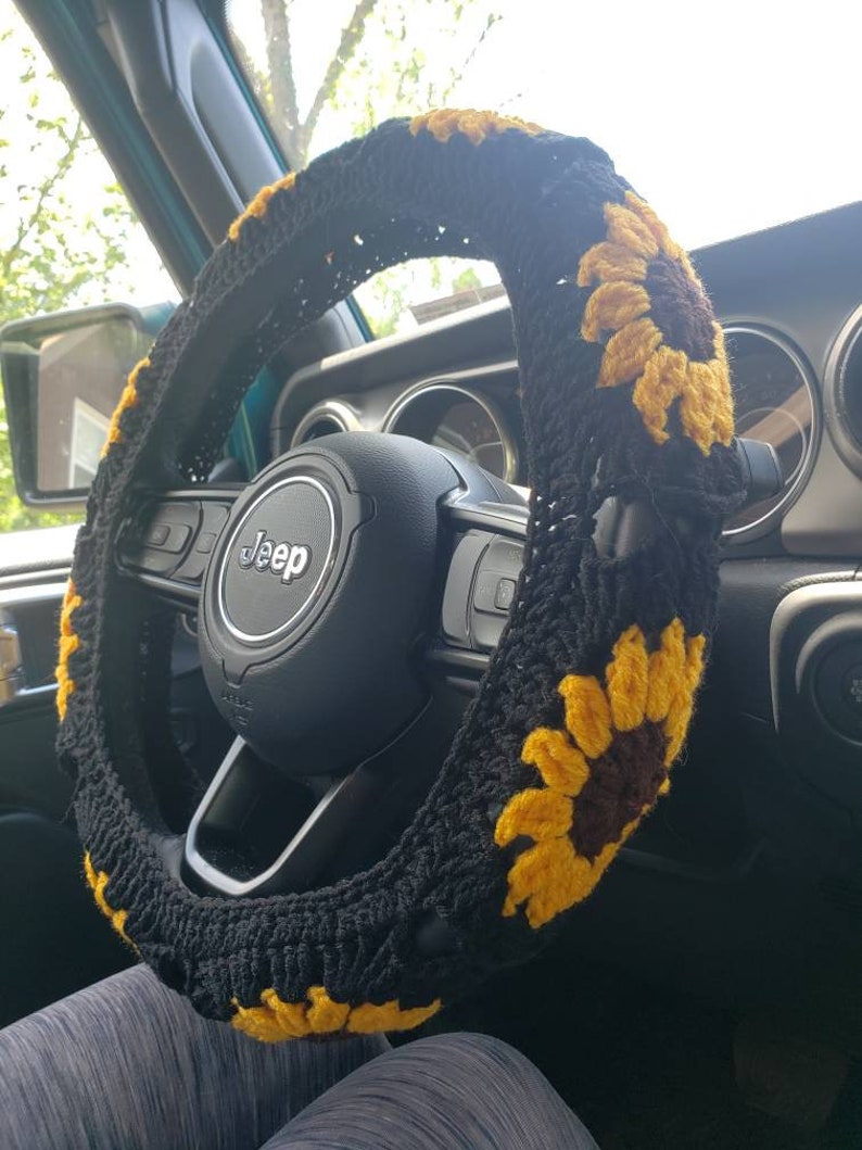 Sunflower Crochet Steering Wheel Cover Etsy