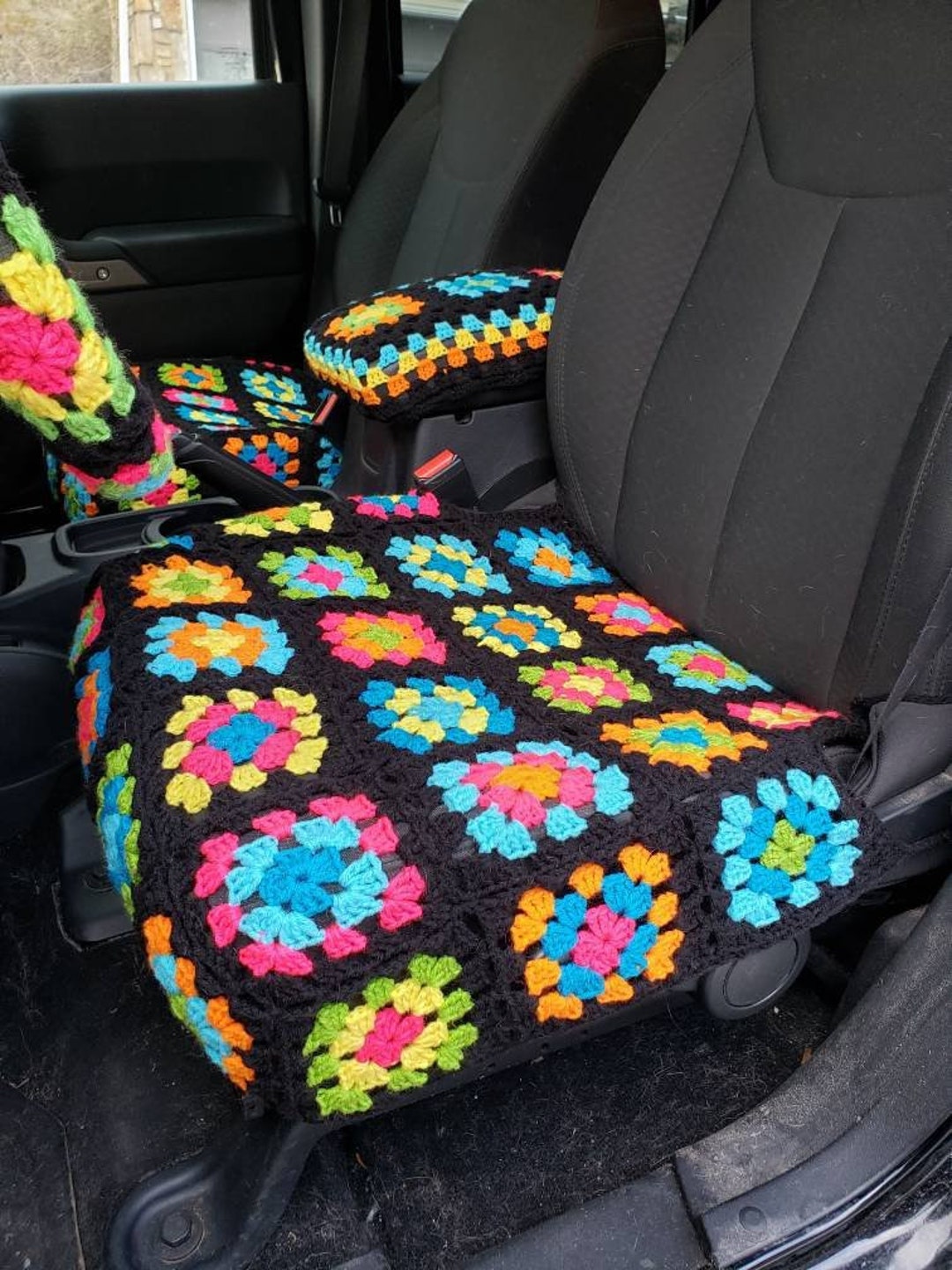 Granny Square Crochet Bottom Seat Cover -  France
