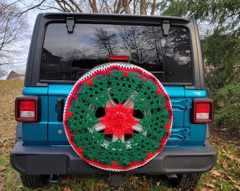 Christmas Tree Crochet Spare Tire Cover