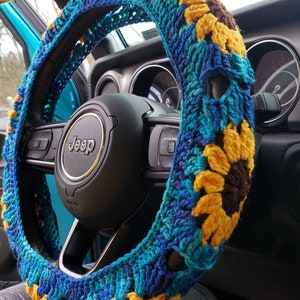 Sunflower Crochet Steering Wheel Cover image 9