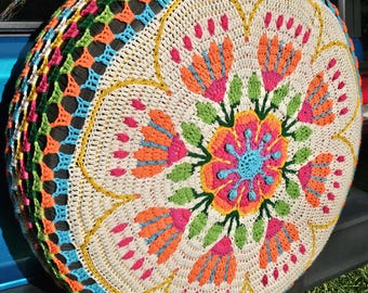 Ye Olde Flower Crochet Spare Tire Cover