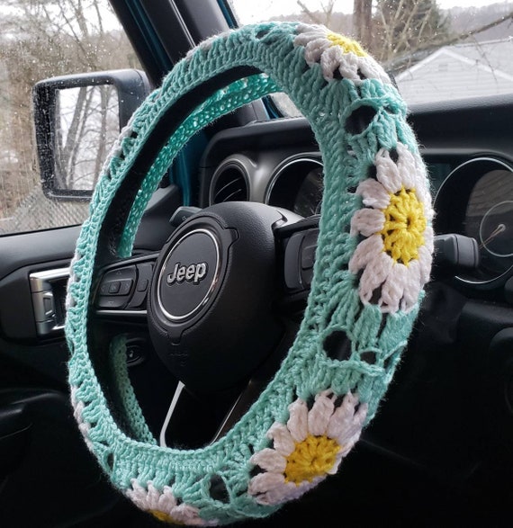 Daisy Crochet Steering Wheel Cover 