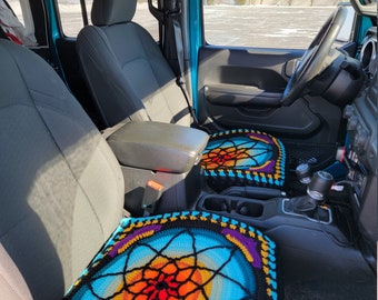 Stain Glass Crochet Bottom Seat Cover