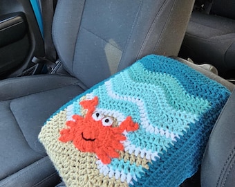 Cubierta de consola central de crochet con forma de cangrejo
