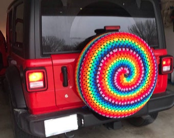 Tie Dye Crochet Spare Tire Cover